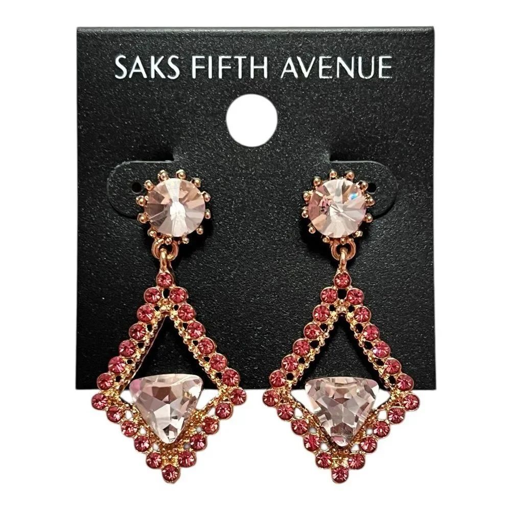 💎2/$30💎 Saks Fifth Avenue Rose-Pink Crystal Drop Earrings
